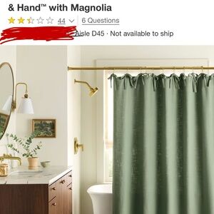 Hearth & Hand by Magnolia Ribbon Tie Green Shower Curtain